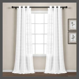 Lush Decor - Set of 2 (108"x38") Farmhouse Textured Grommet She White